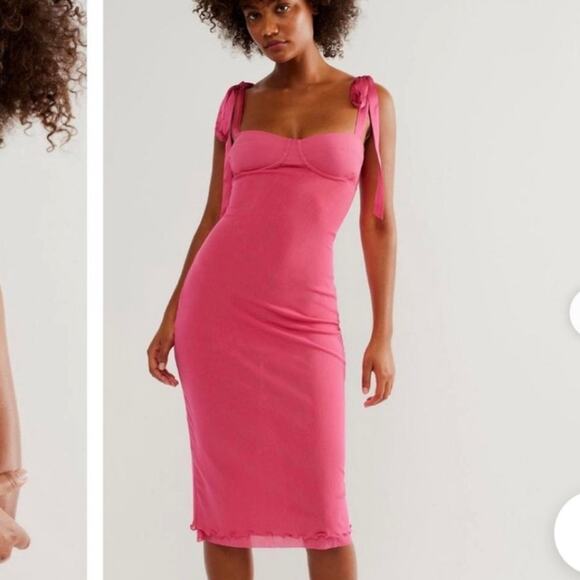 Free People Dresses & Skirts - Free People Intimately Got Glam Slip Sweetheart Dress Pink Small Shoulder Tie